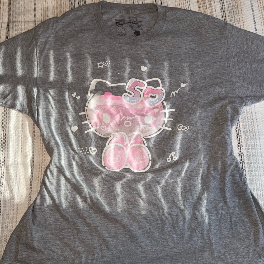 Sanrio Hello Kitty Gray and Pink Short Sleeve Tee